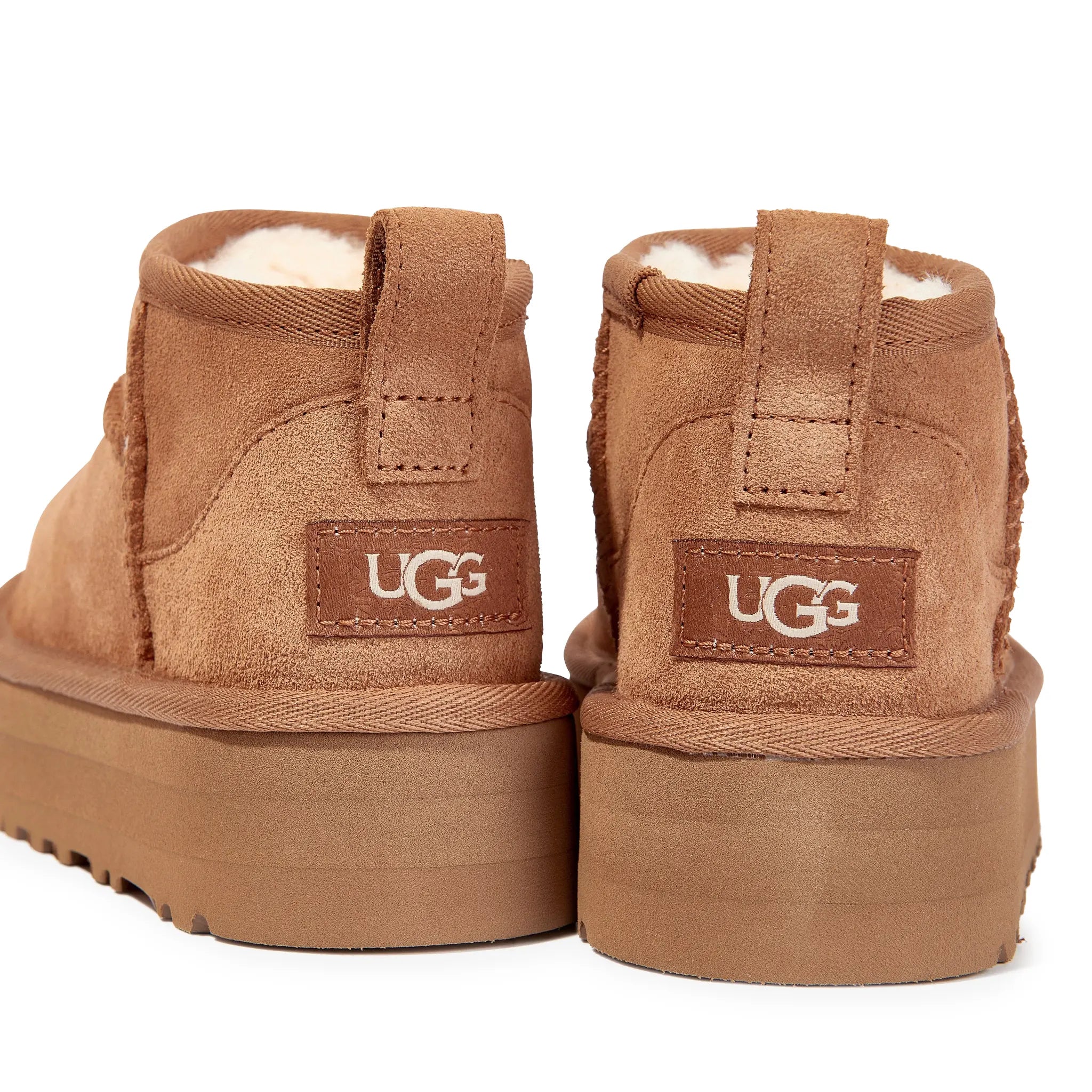 Back View of UGG Classic Ultra Mini Platform Girls Brown Boots UGGS4011154236